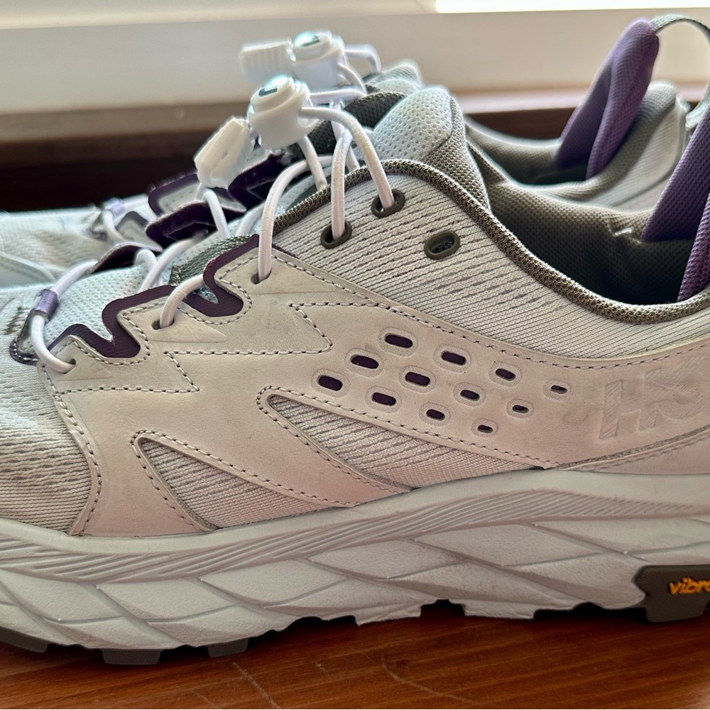 Hoka White and Purple Sneakers
